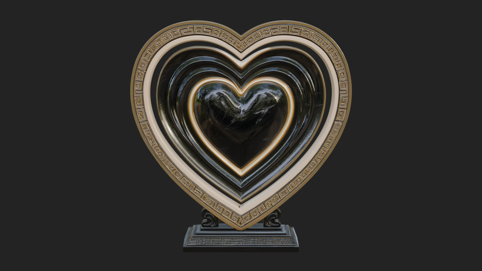 Ornate Framed Heart Plaque Design 123 3D Print Model 3D Model
