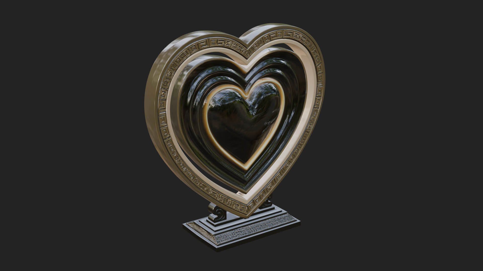 Ornate Framed Heart Plaque Design 123 3D Print Model 3D Model