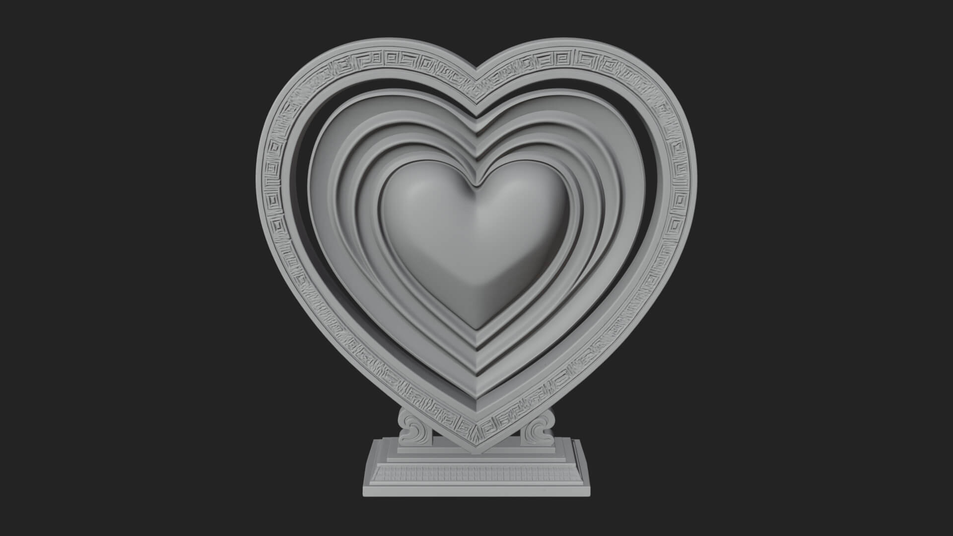 Ornate Framed Heart Plaque Design 123 3D Print Model 3D Model