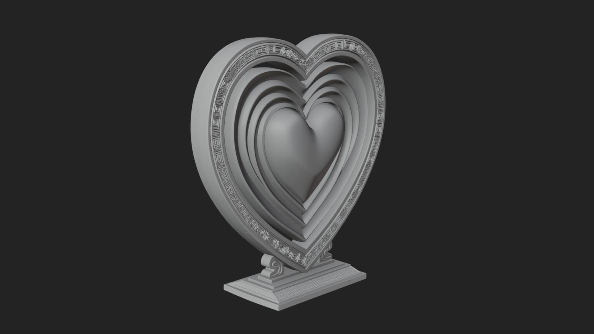 Ornate Framed Heart Plaque Design 123 3D Print Model 3D Model