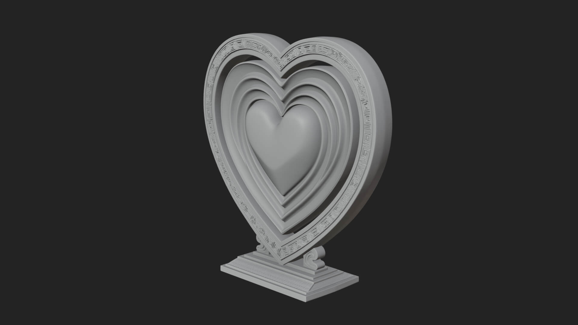 Ornate Framed Heart Plaque Design 123 3D Print Model 3D Model