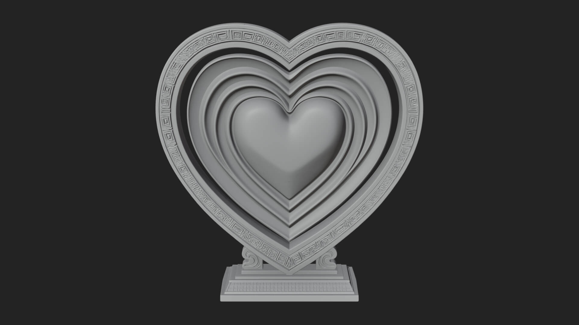 Ornate Framed Heart Plaque Design 123 3D Print Model 3D Model