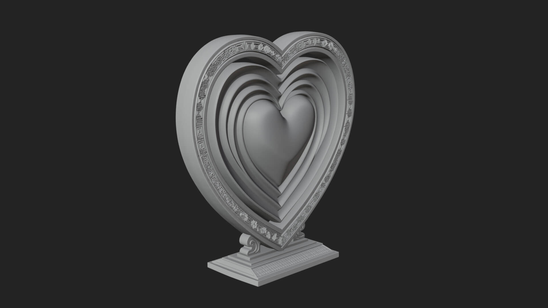 Ornate Framed Heart Plaque Design 123 3D Print Model 3D Model