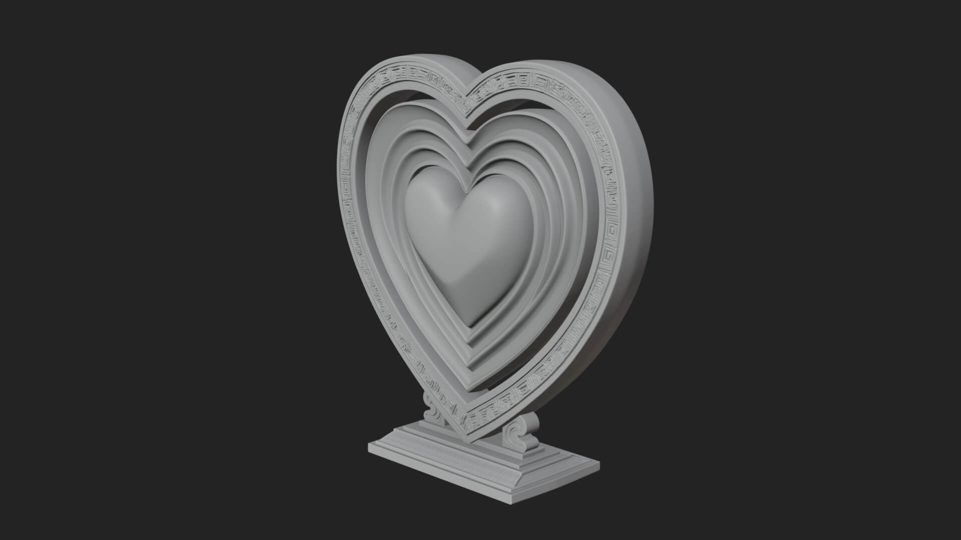 Ornate Framed Heart Plaque Design 123 3D Print Model 3D Model