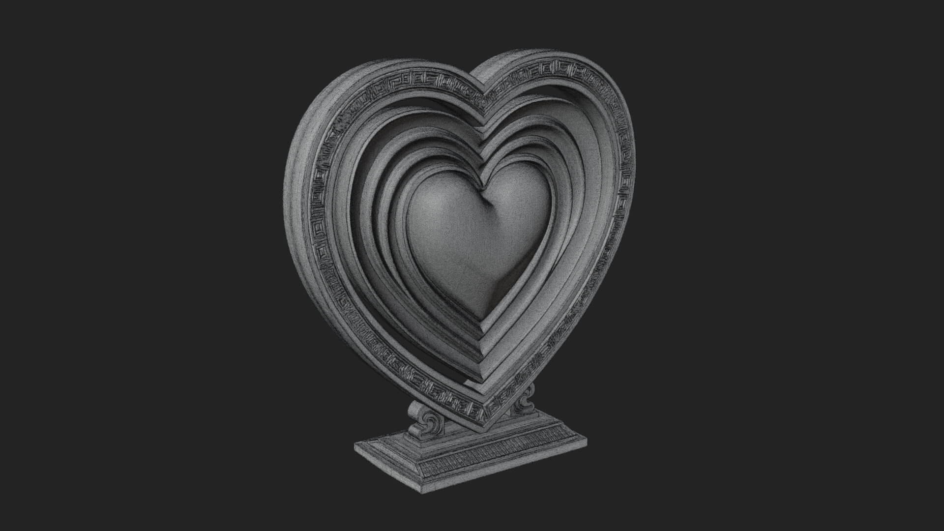 Ornate Framed Heart Plaque Design 123 3D Print Model 3D Model