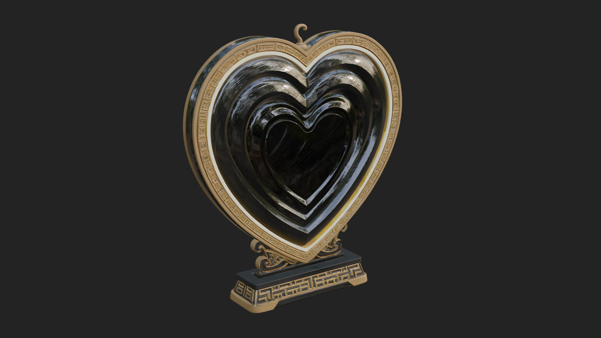 Ornate Framed Heart Plaque Design 124 3D Print Model 3D Model