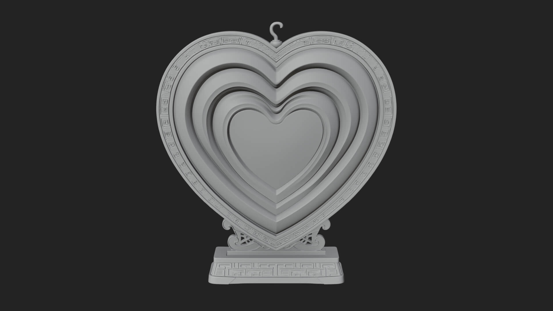Ornate Framed Heart Plaque Design 124 3D Print Model 3D Model
