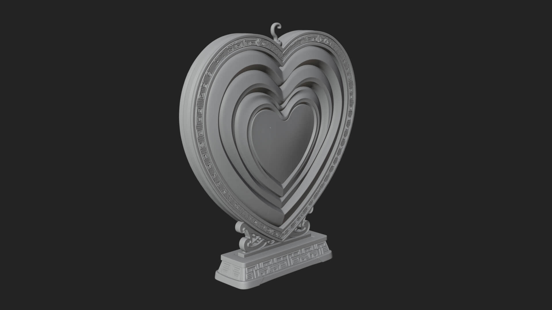 Ornate Framed Heart Plaque Design 124 3D Print Model 3D Model