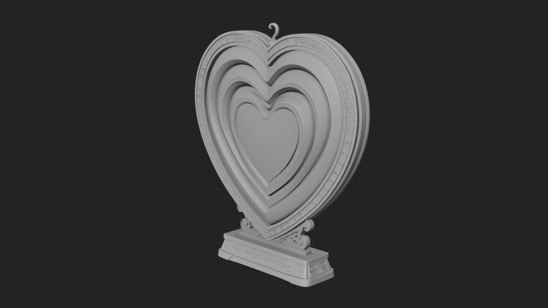 Ornate Framed Heart Plaque Design 124 3D Print Model 3D Model