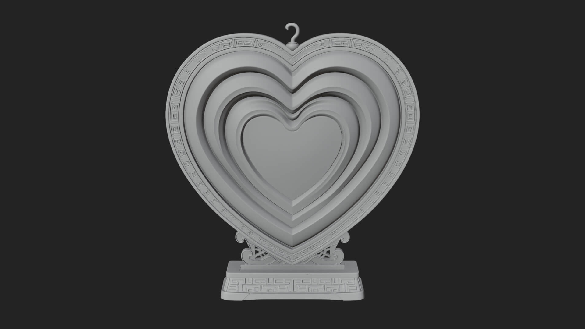 Ornate Framed Heart Plaque Design 124 3D Print Model 3D Model