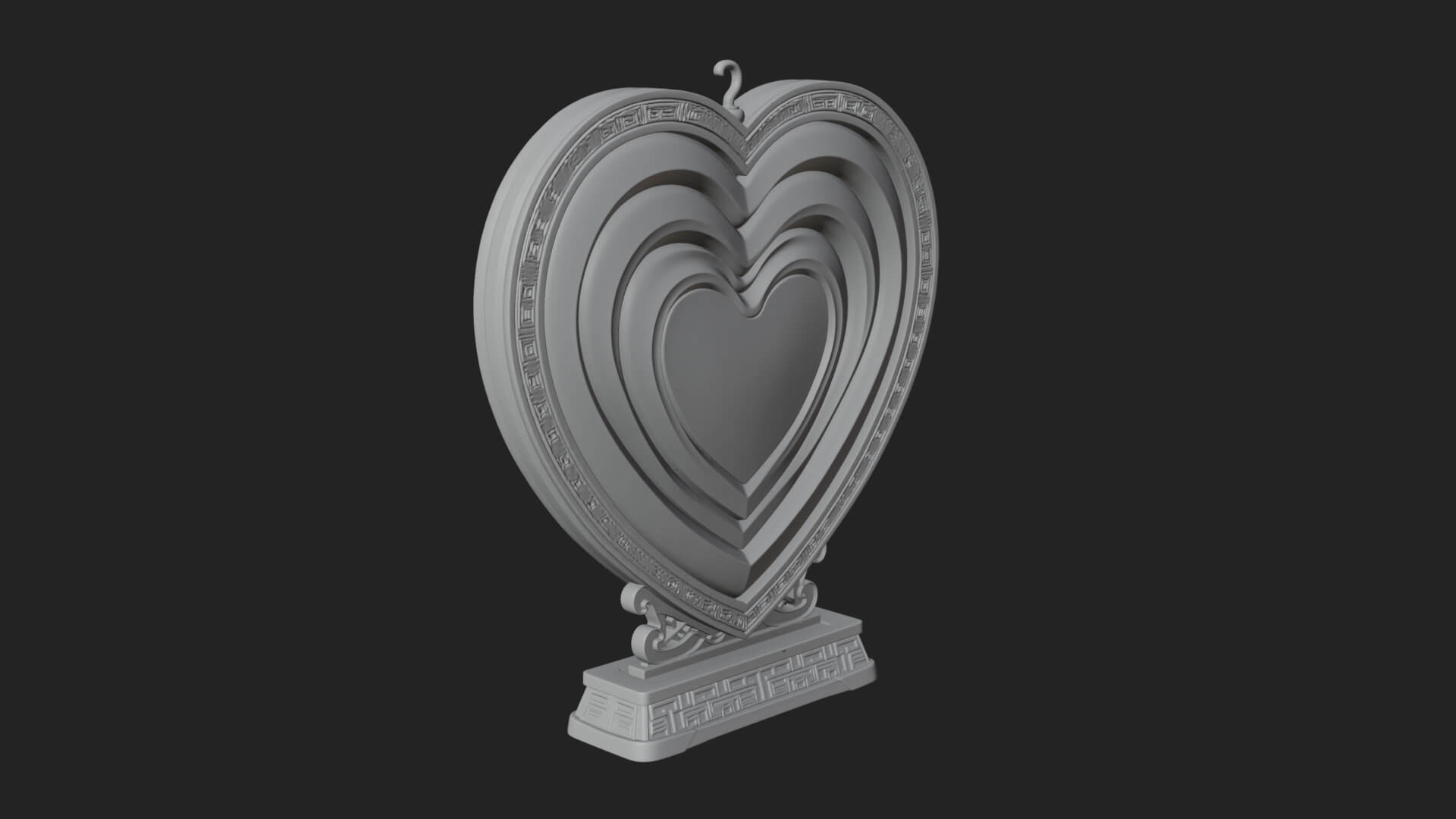 Ornate Framed Heart Plaque Design 124 3D Print Model 3D Model
