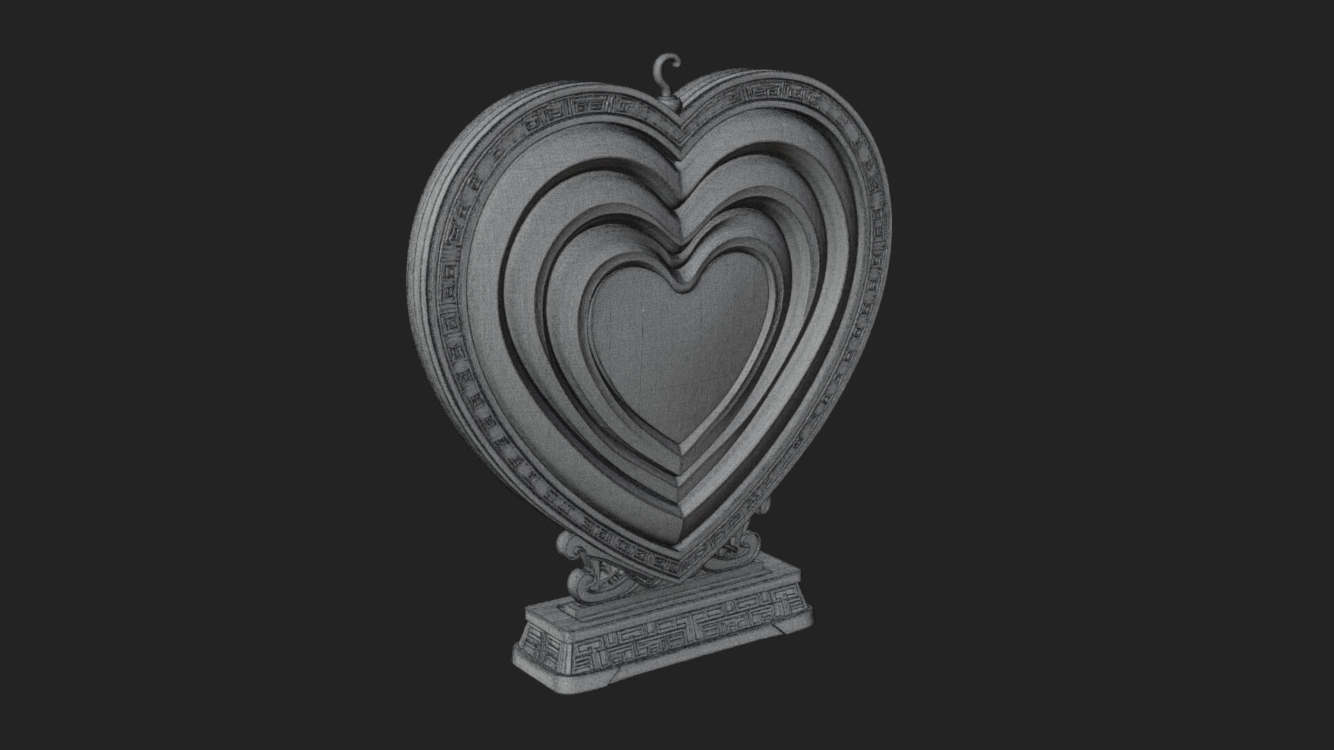 Ornate Framed Heart Plaque Design 124 3D Print Model 3D Model