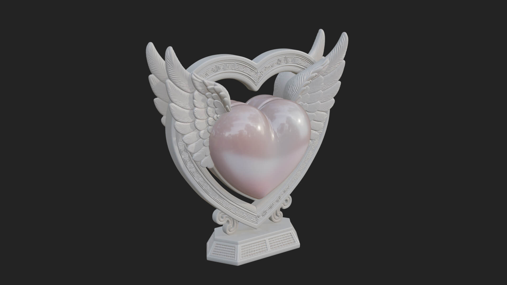 Ornate Framed Heart Plaque Design 125 3D Print Model 3D Model