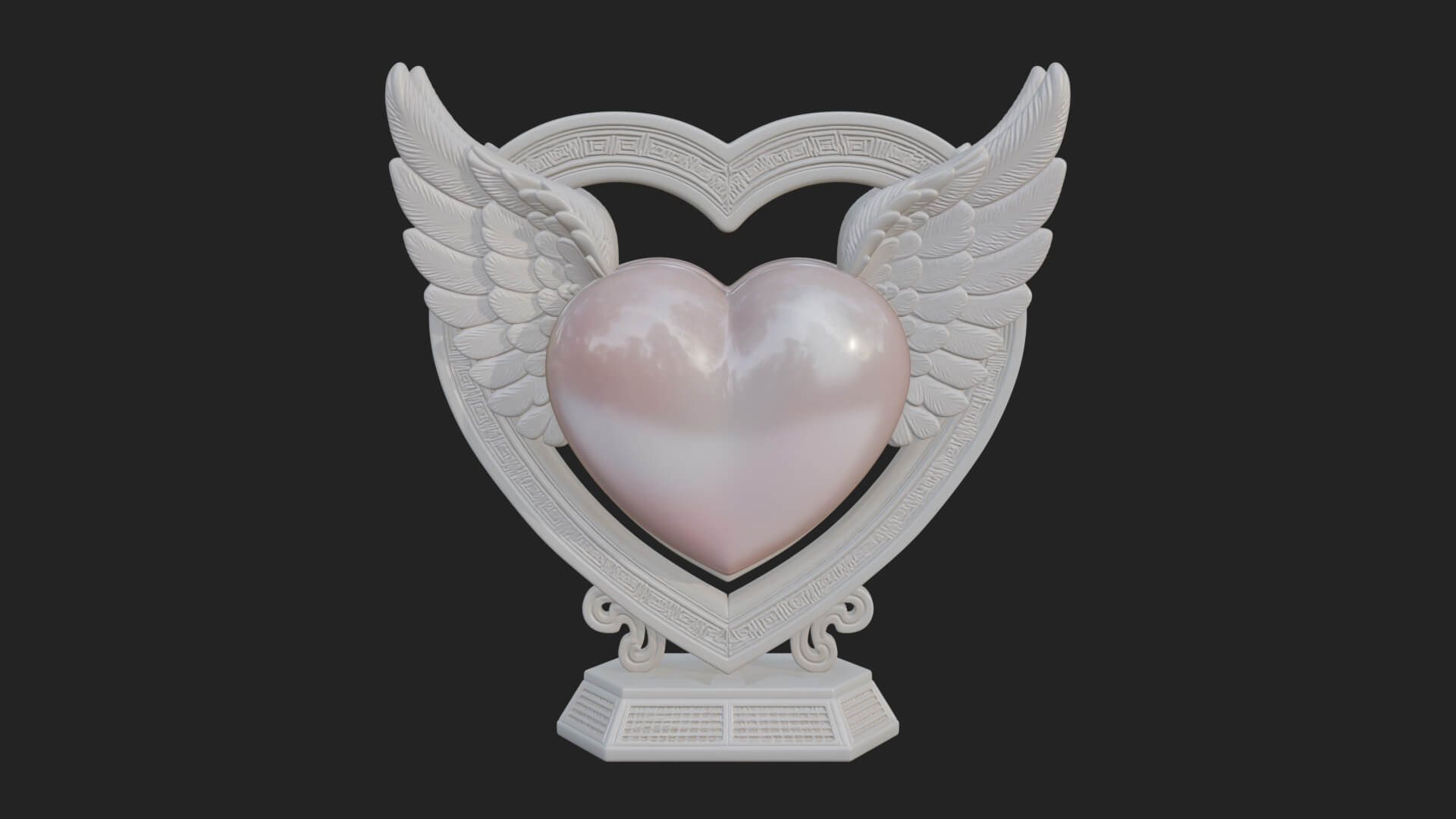 Ornate Framed Heart Plaque Design 125 3D Print Model 3D Model