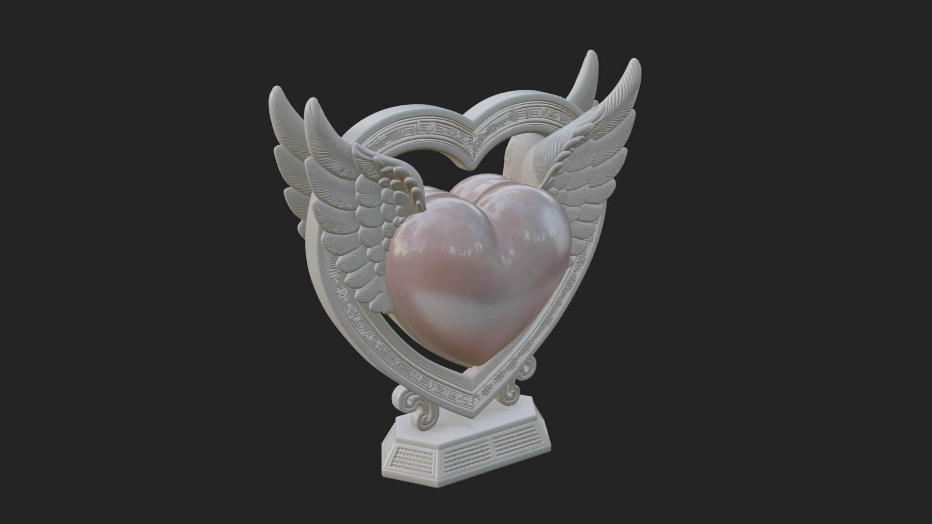 Ornate Framed Heart Plaque Design 125 3D Print Model 3D Model