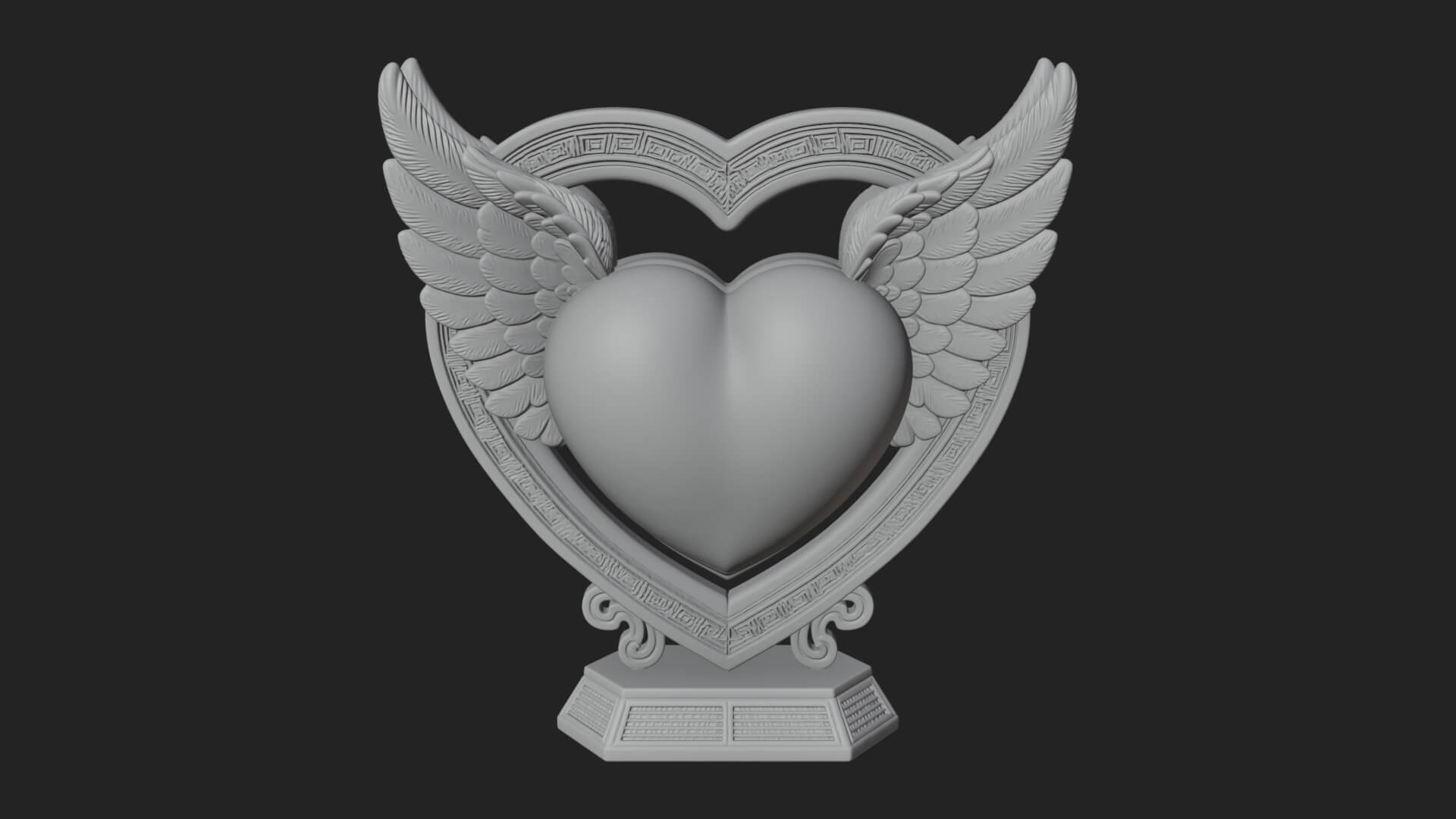 Ornate Framed Heart Plaque Design 125 3D Print Model 3D Model