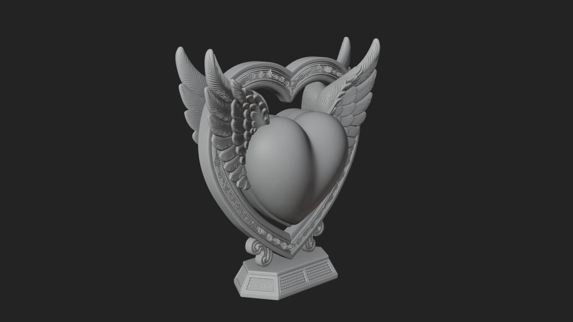 Ornate Framed Heart Plaque Design 125 3D Print Model 3D Model