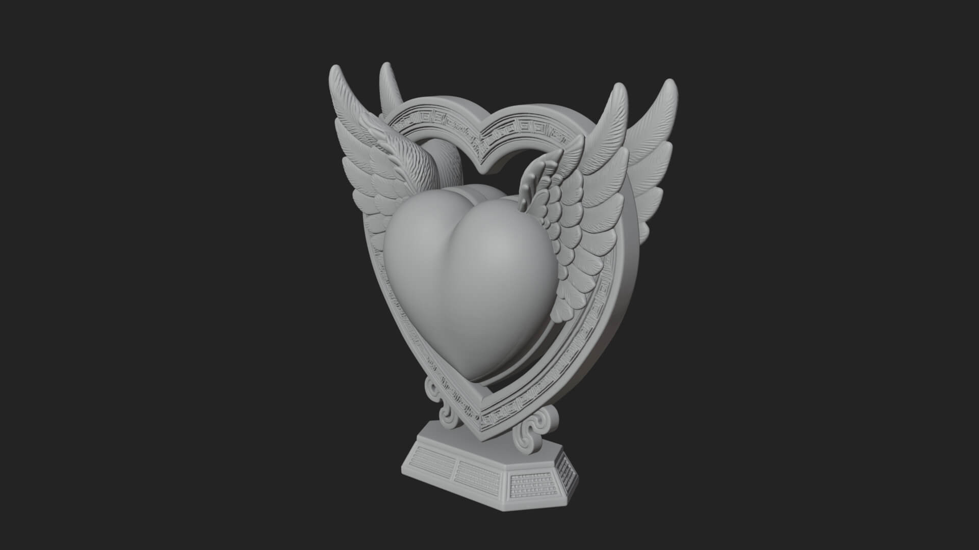 Ornate Framed Heart Plaque Design 125 3D Print Model 3D Model