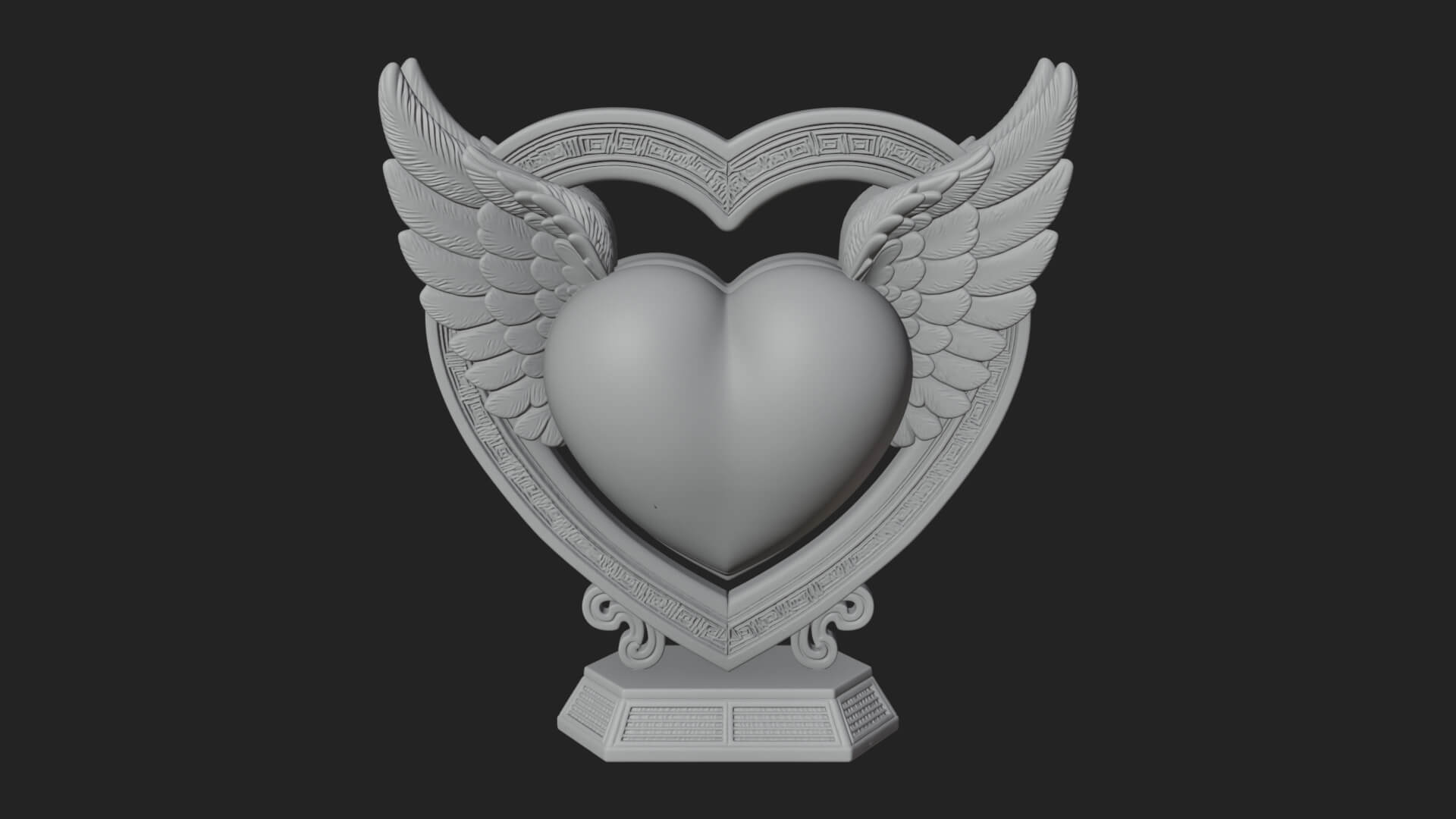Ornate Framed Heart Plaque Design 125 3D Print Model 3D Model