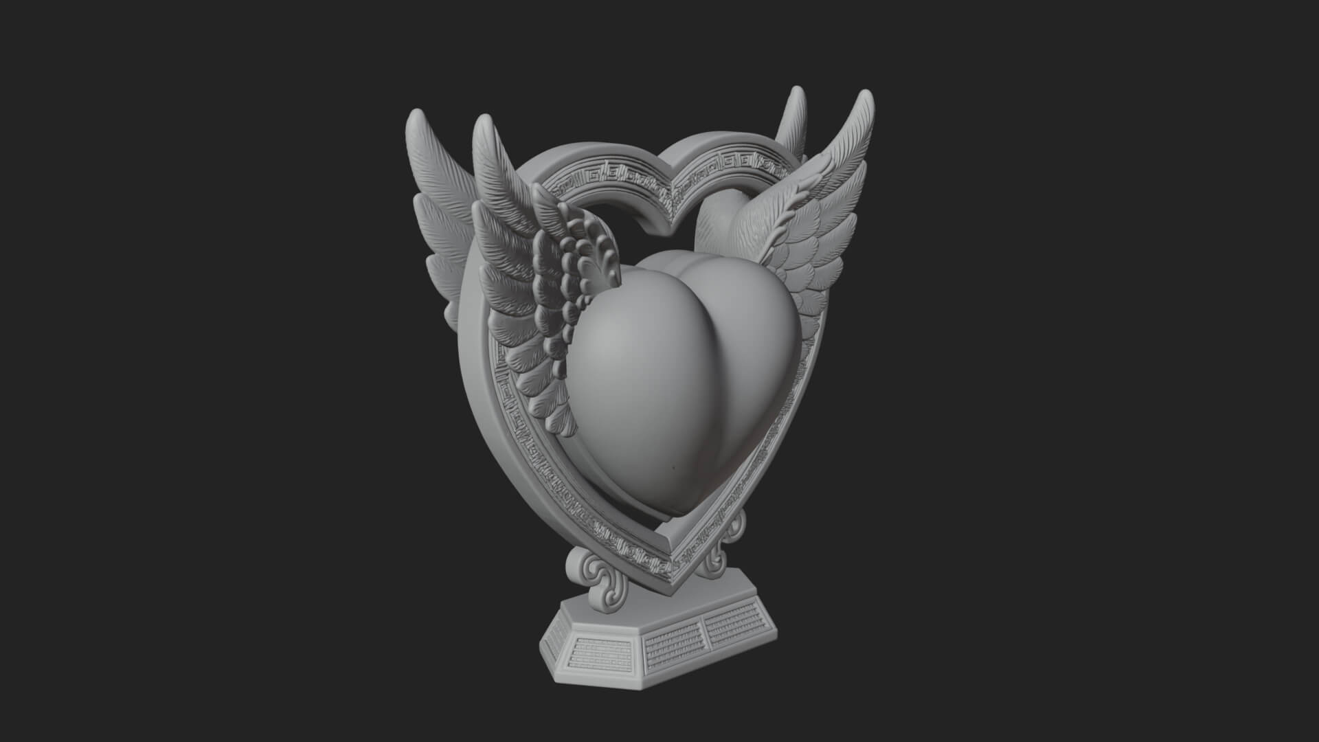 Ornate Framed Heart Plaque Design 125 3D Print Model 3D Model
