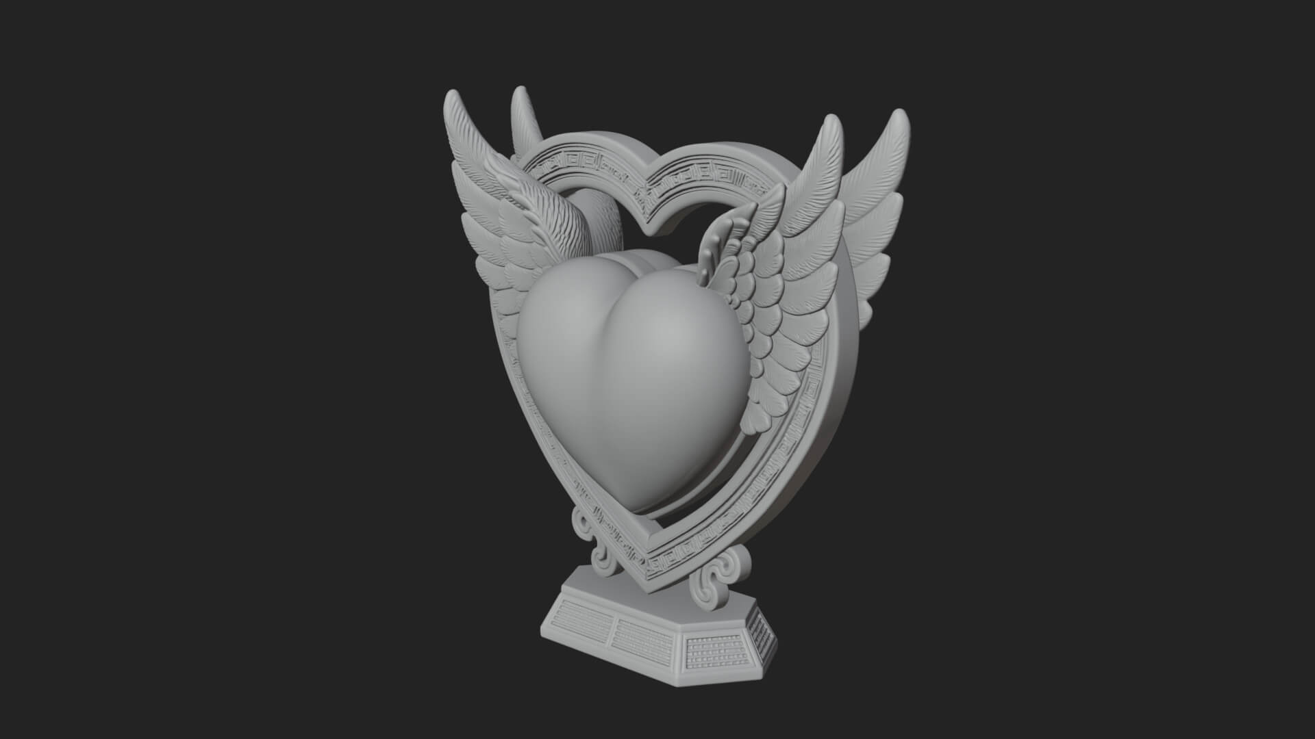Ornate Framed Heart Plaque Design 125 3D Print Model 3D Model