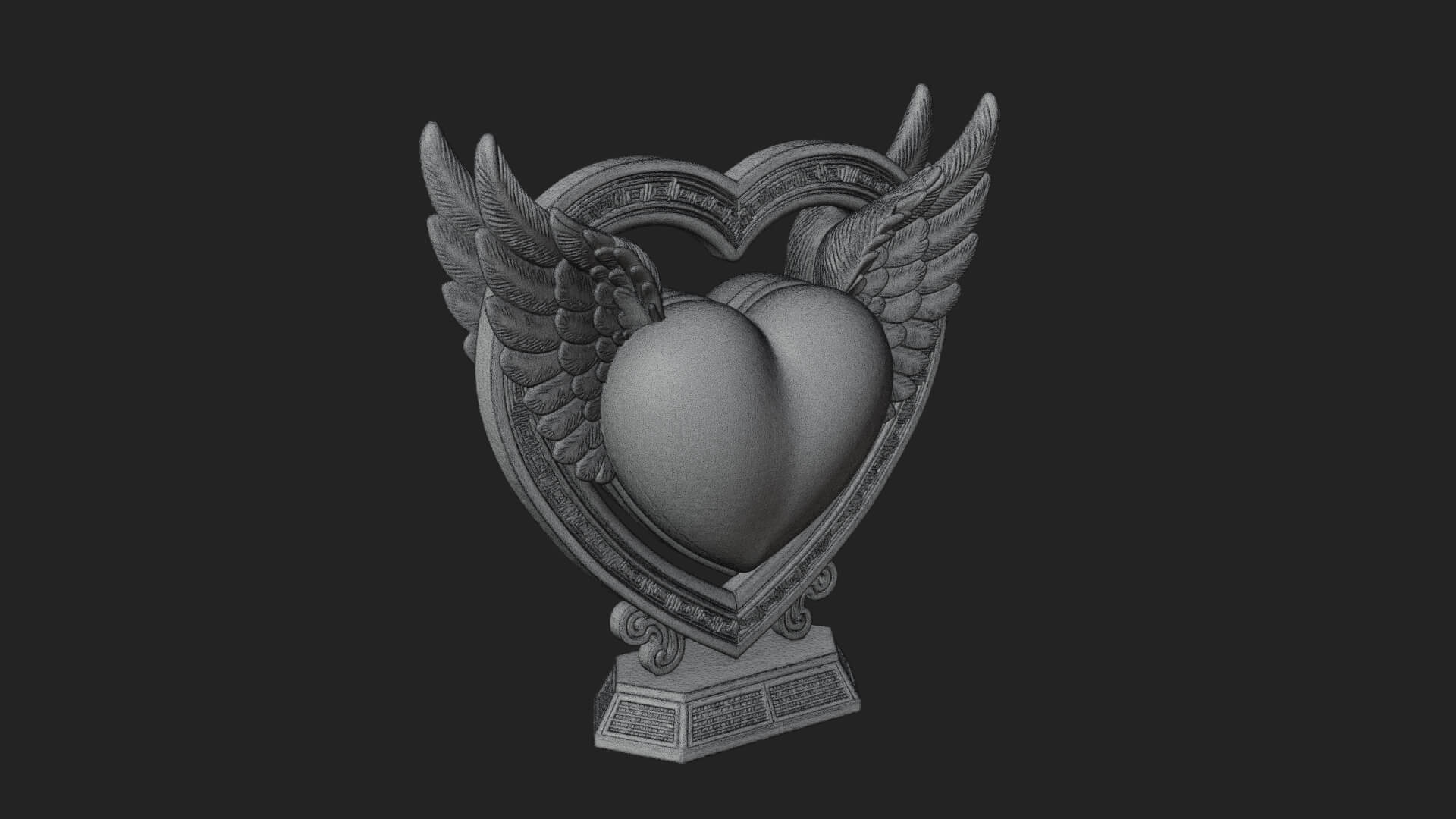 Ornate Framed Heart Plaque Design 125 3D Print Model 3D Model