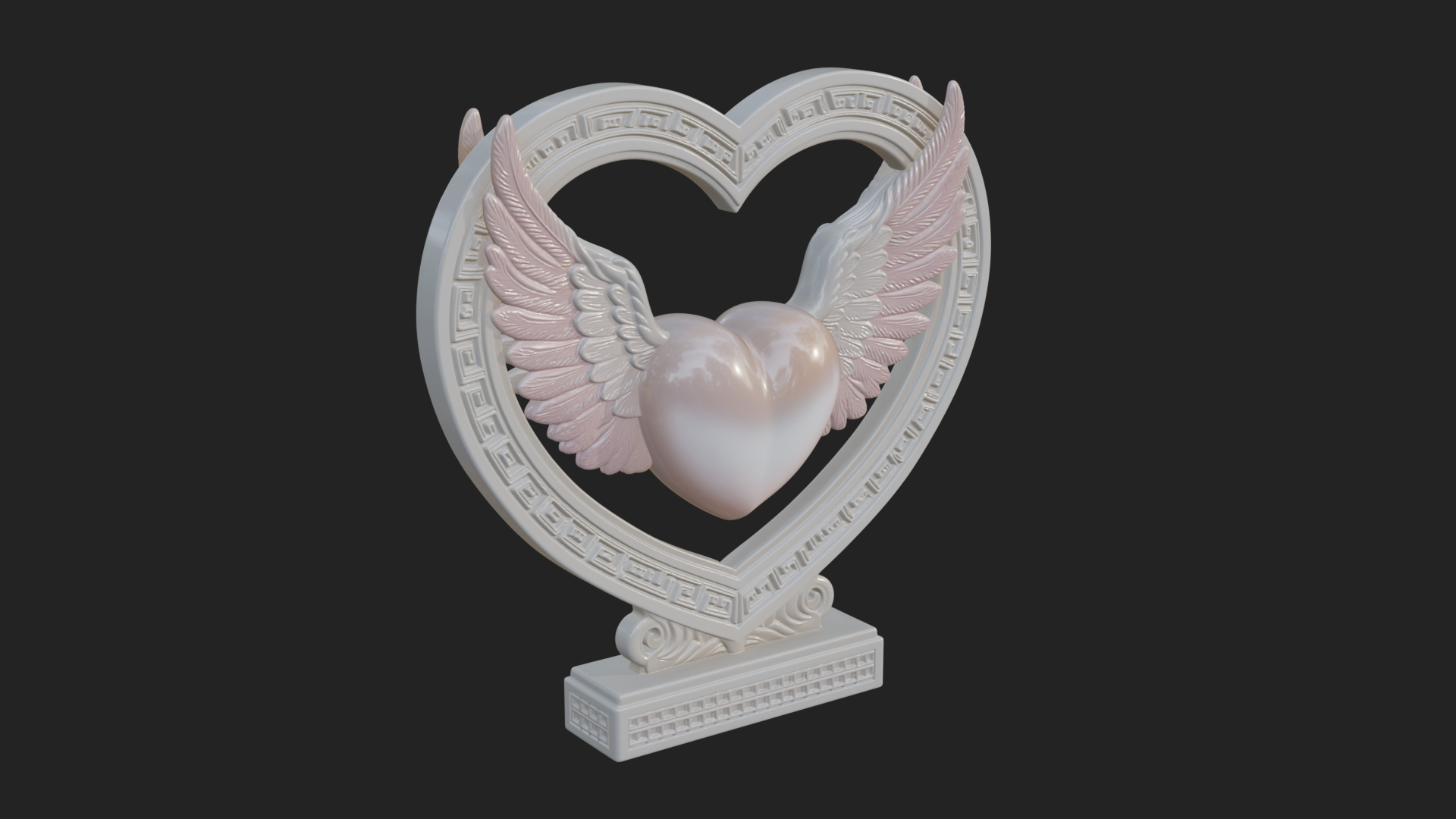 Ornate Framed Heart Plaque Design 126 3D Print Model 3D Model