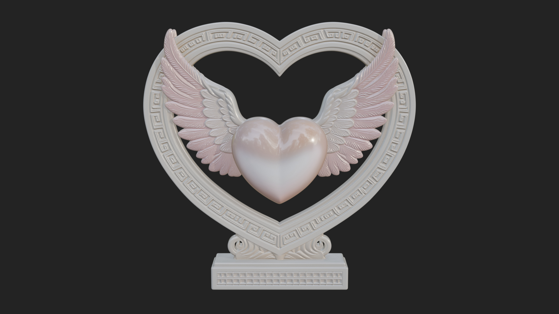 Ornate Framed Heart Plaque Design 126 3D Print Model 3D Model