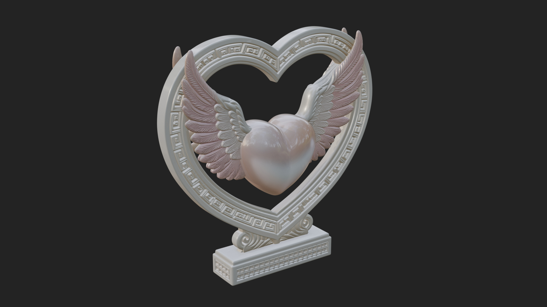 Ornate Framed Heart Plaque Design 126 3D Print Model 3D Model