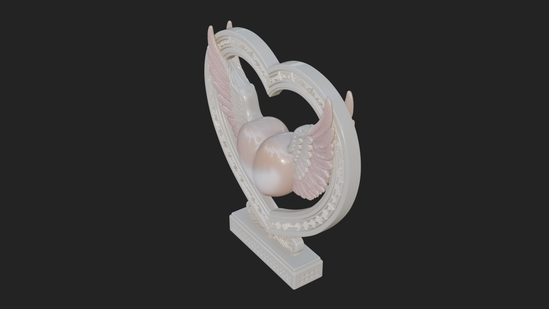 Ornate Framed Heart Plaque Design 126 3D Print Model 3D Model
