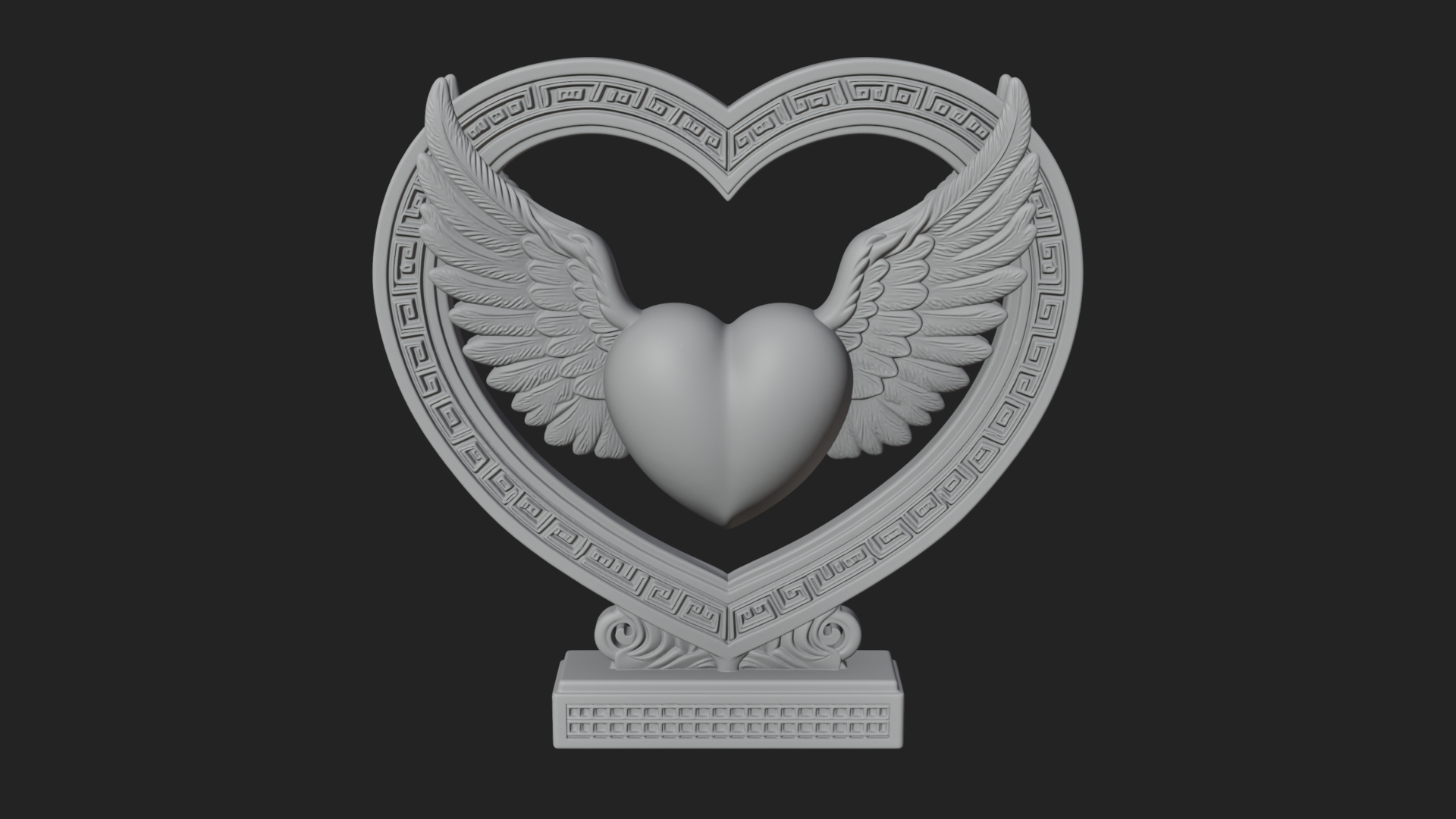 Ornate Framed Heart Plaque Design 126 3D Print Model 3D Model