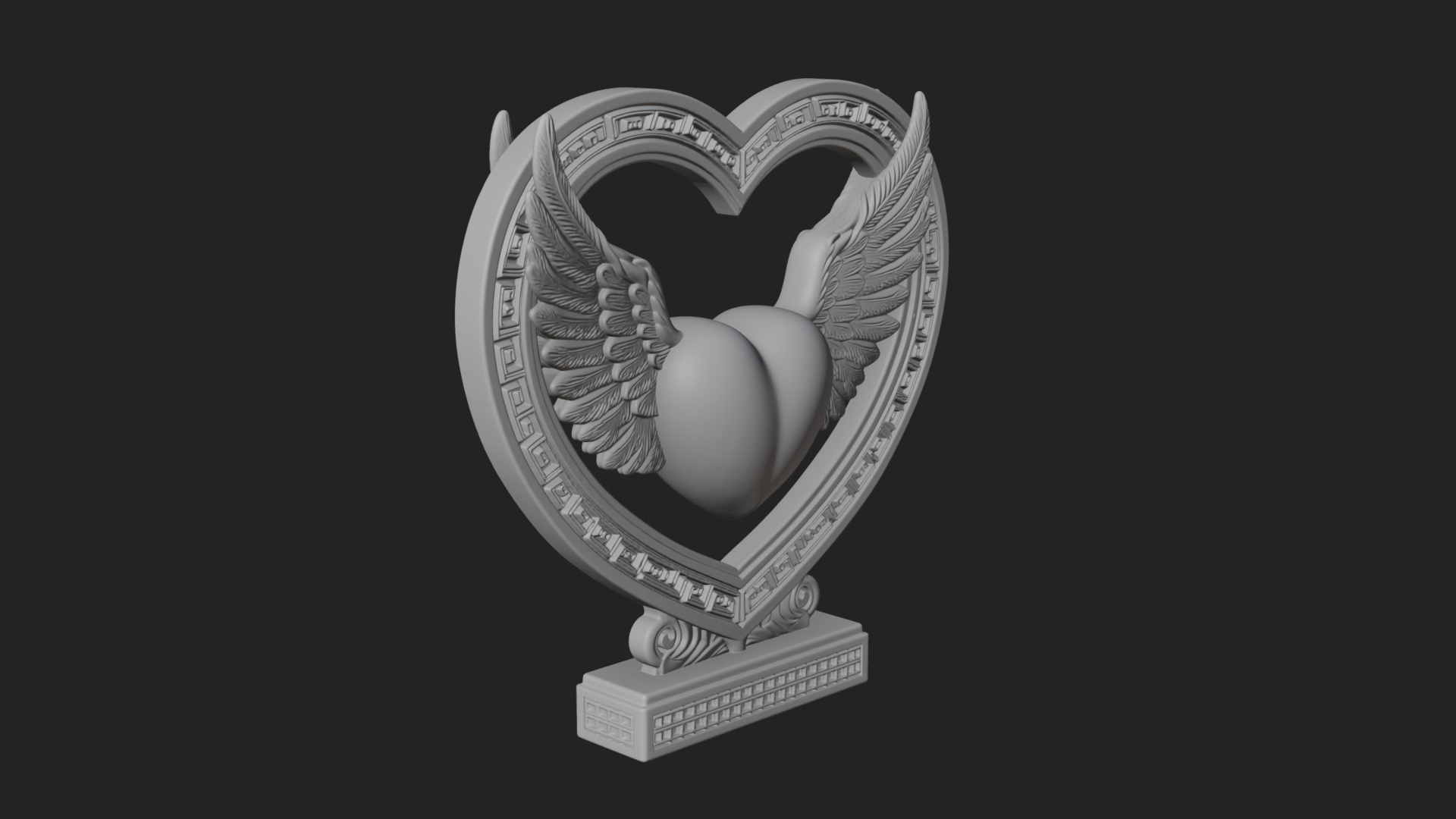 Ornate Framed Heart Plaque Design 126 3D Print Model 3D Model
