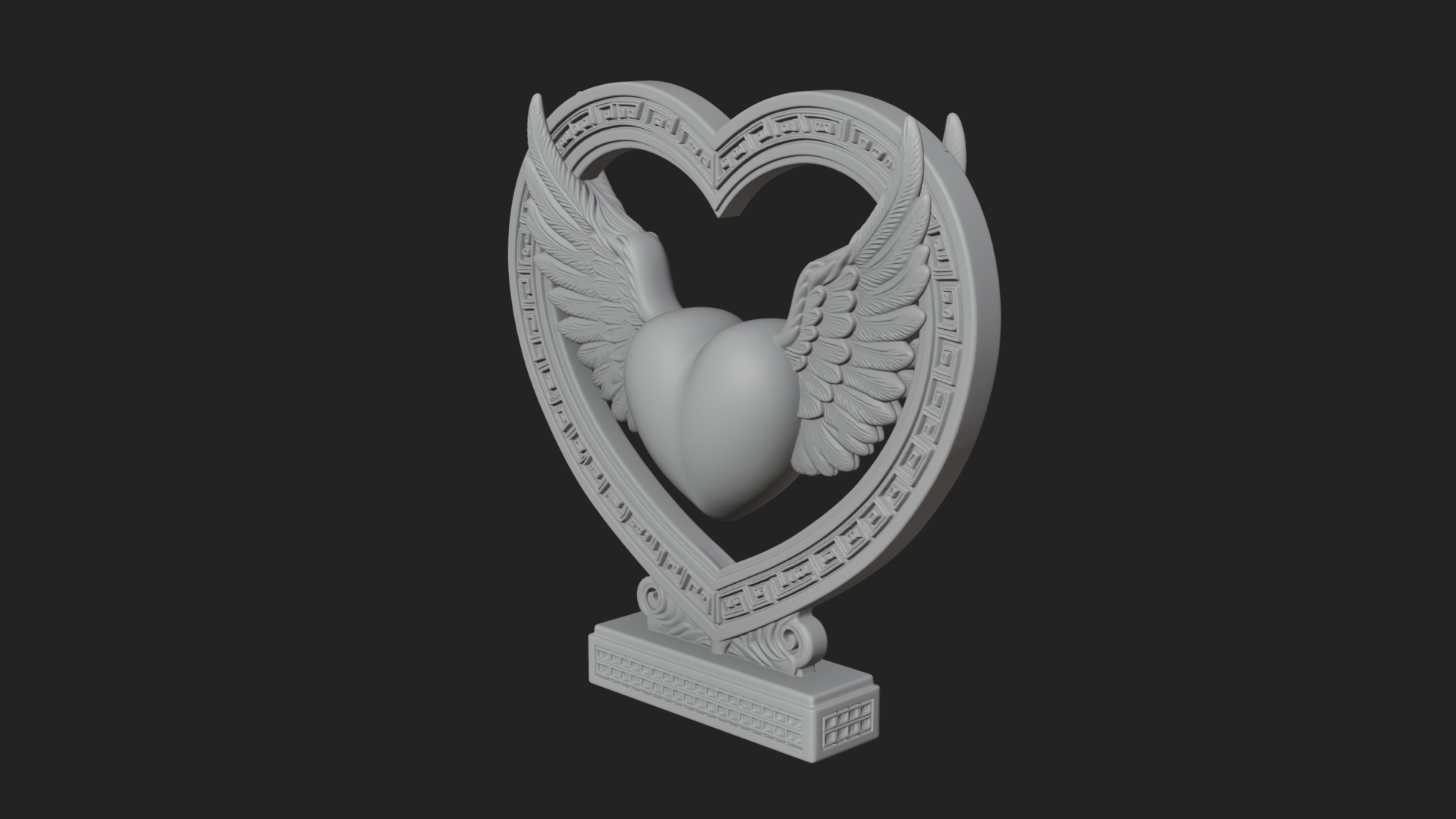 Ornate Framed Heart Plaque Design 126 3D Print Model 3D Model