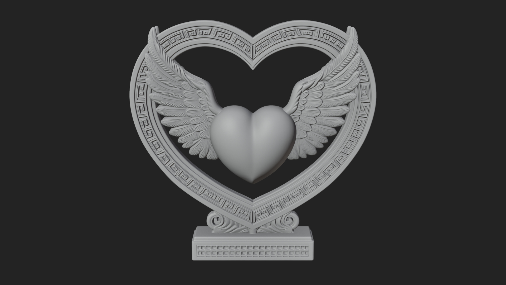 Ornate Framed Heart Plaque Design 126 3D Print Model 3D Model