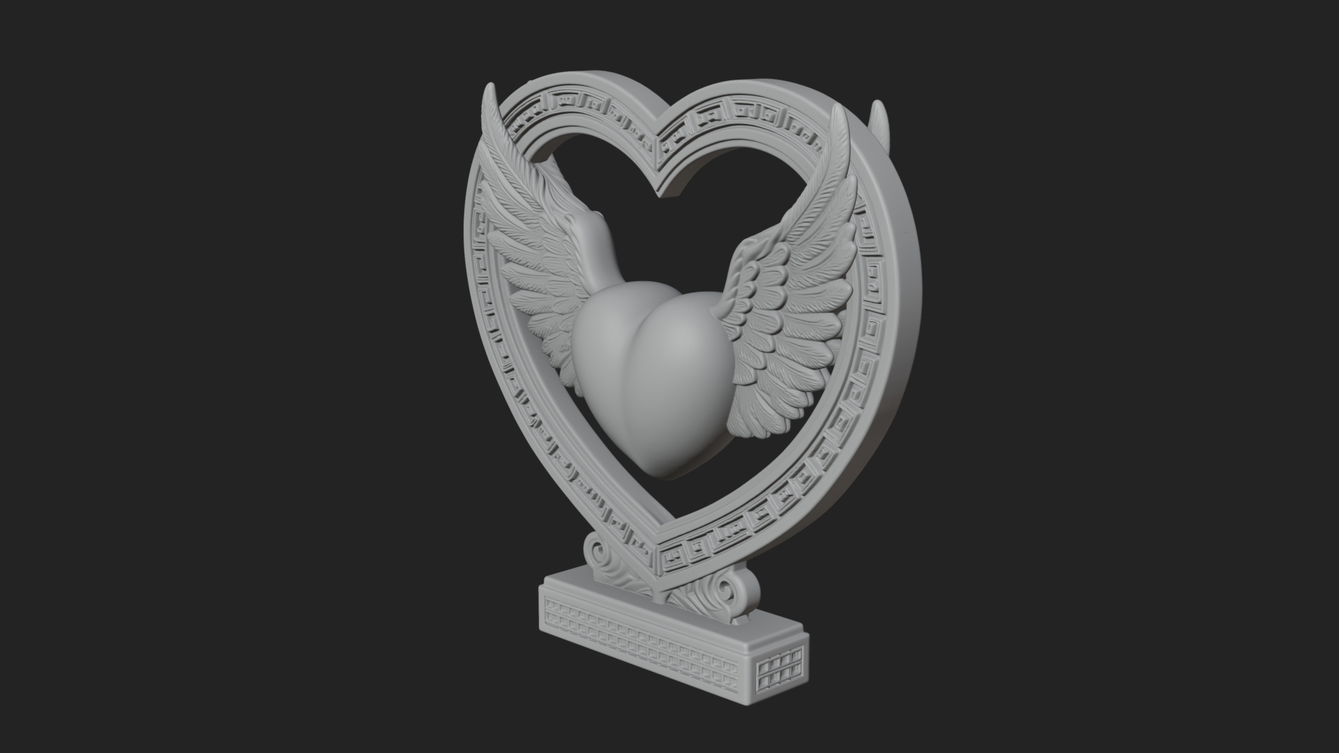 Ornate Framed Heart Plaque Design 126 3D Print Model 3D Model