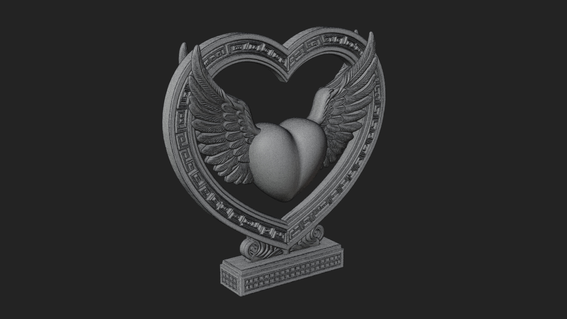 Ornate Framed Heart Plaque Design 126 3D Print Model 3D Model