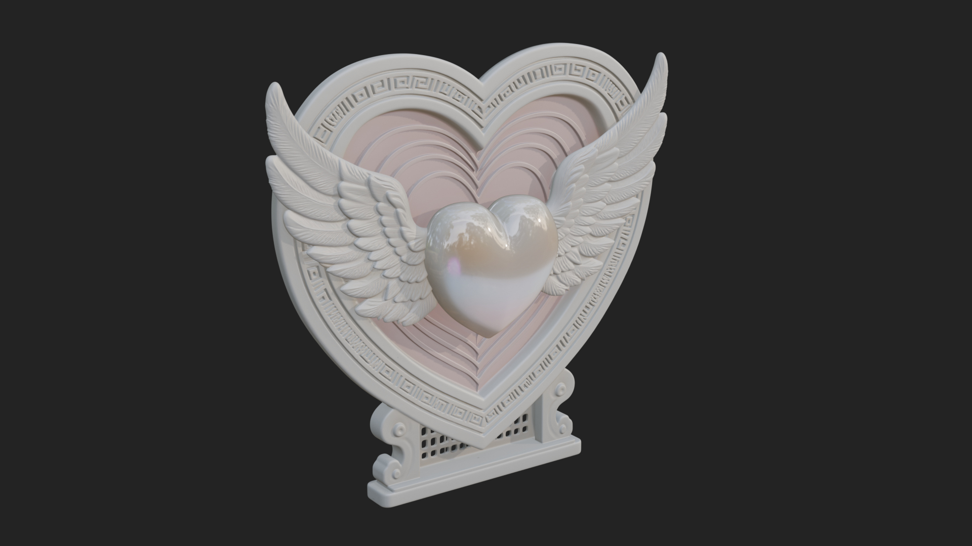 Ornate Framed Heart Plaque Design 127 3D Print Model 3D Model