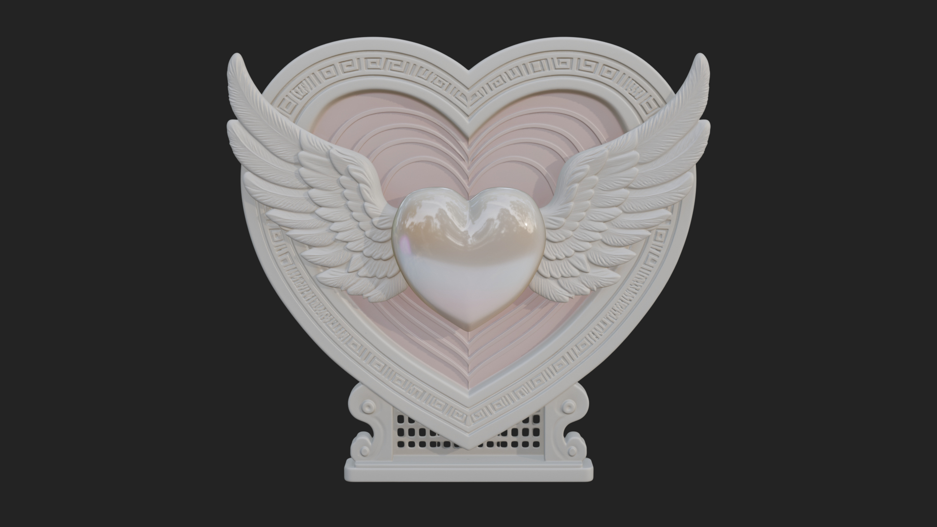 Ornate Framed Heart Plaque Design 127 3D Print Model 3D Model