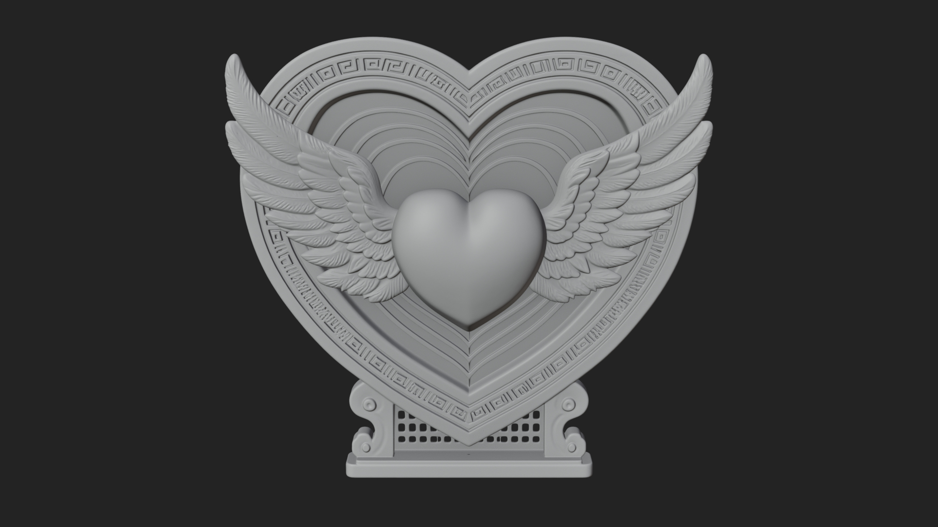 Ornate Framed Heart Plaque Design 127 3D Print Model 3D Model