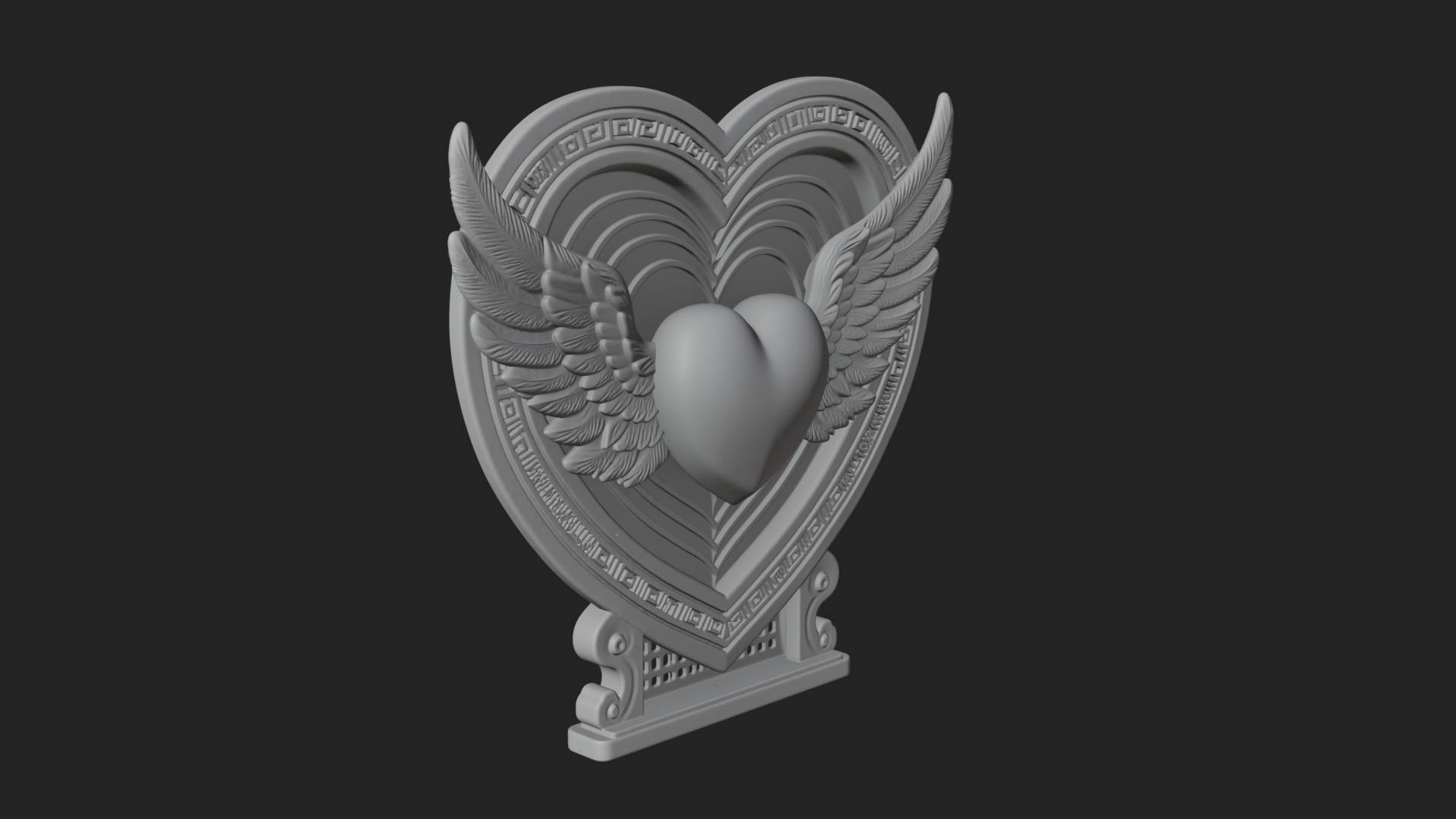 Ornate Framed Heart Plaque Design 127 3D Print Model 3D Model