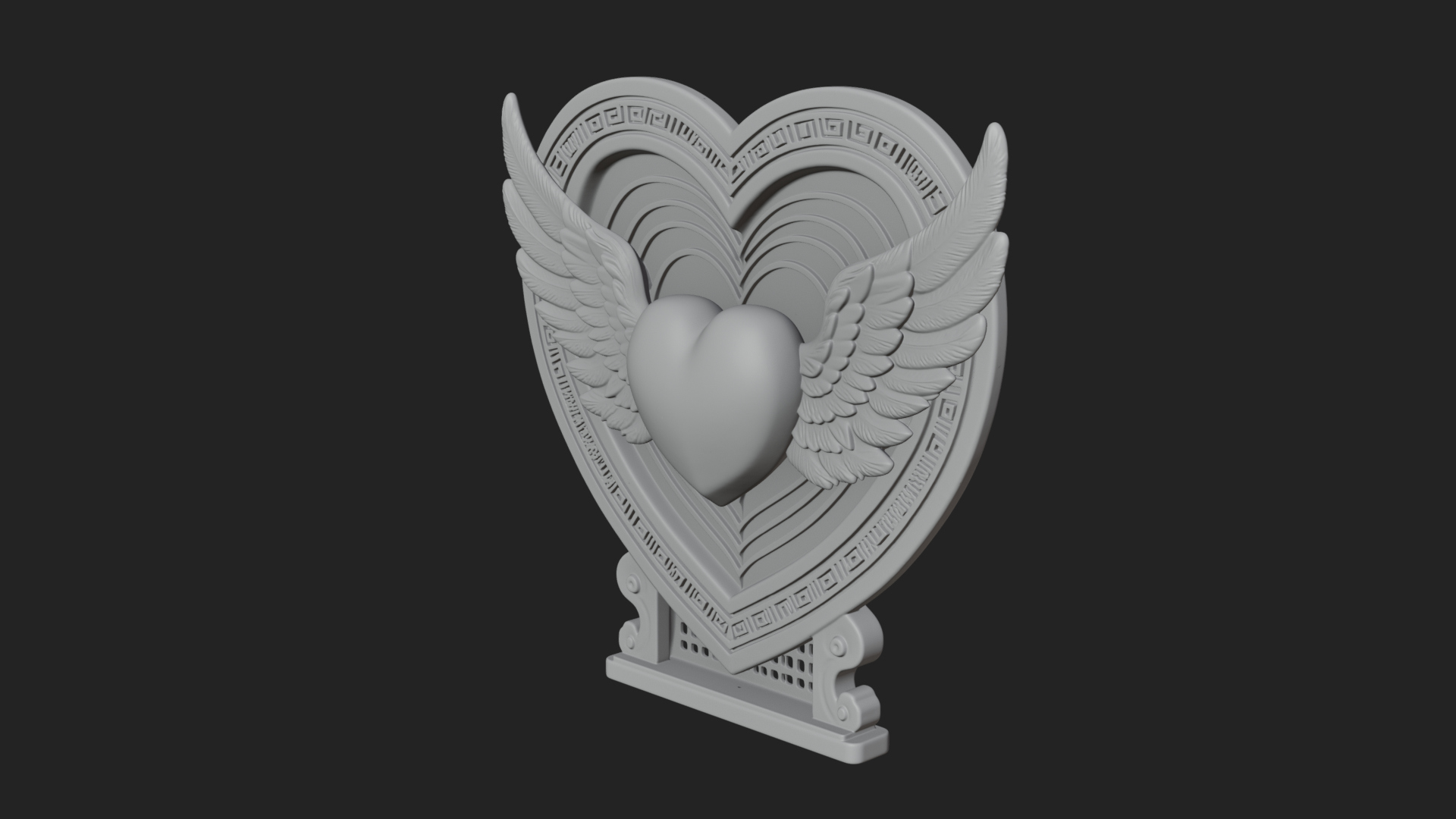 Ornate Framed Heart Plaque Design 127 3D Print Model 3D Model