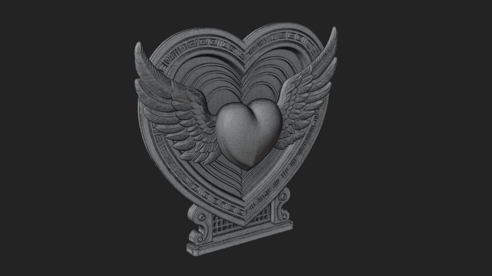 Ornate Framed Heart Plaque Design 127 3D Print Model 3D Model