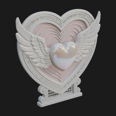 Ornate Framed Heart Plaque Design 127 3D Print Model