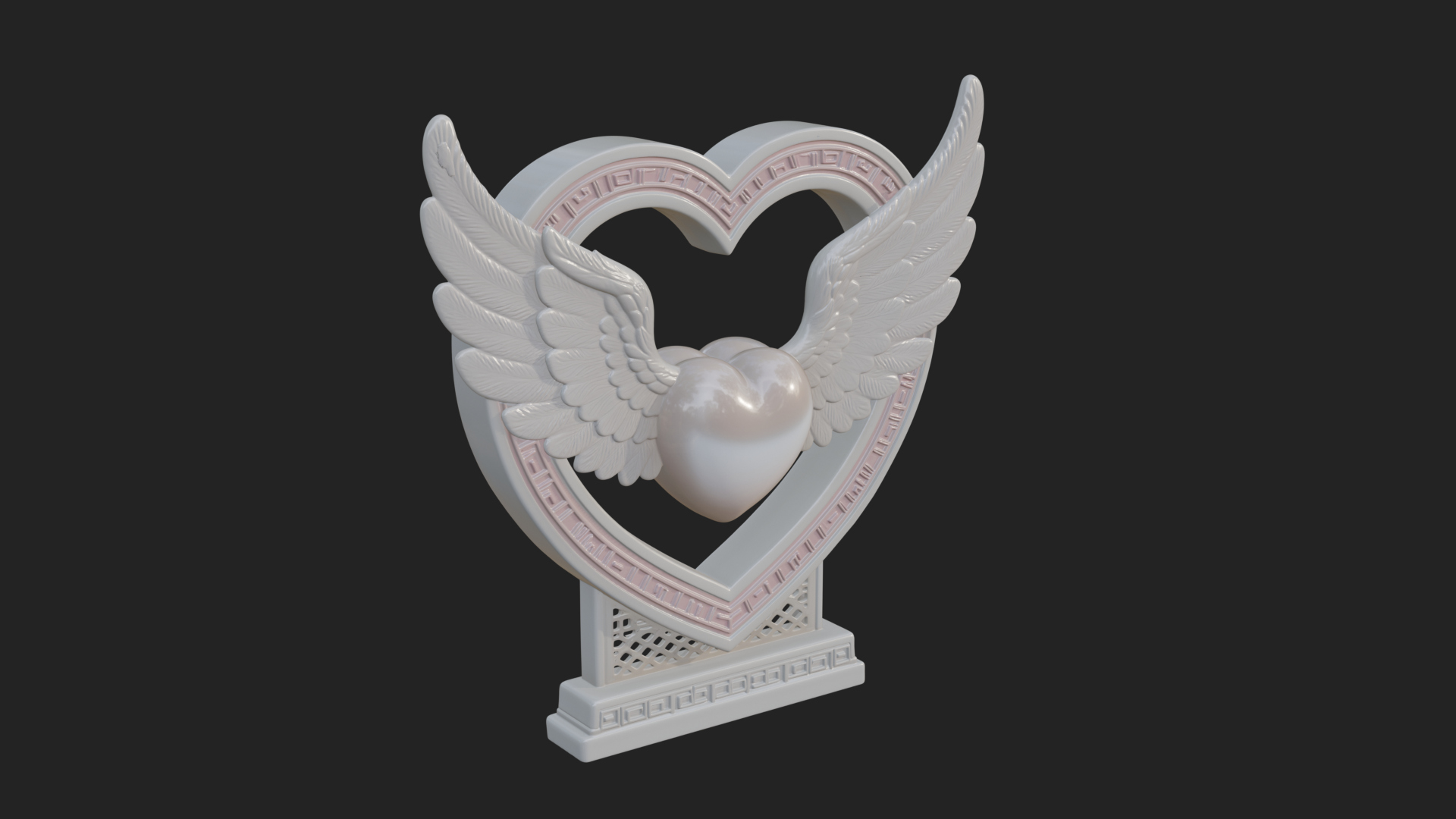 Ornate Framed Heart Plaque Design 128 3D Print Model 3D Model
