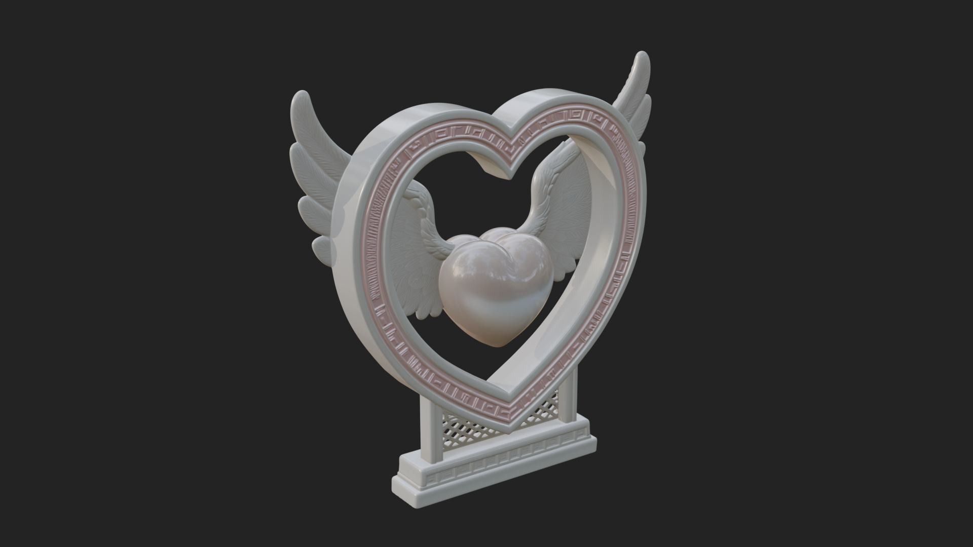 Ornate Framed Heart Plaque Design 128 3D Print Model 3D Model