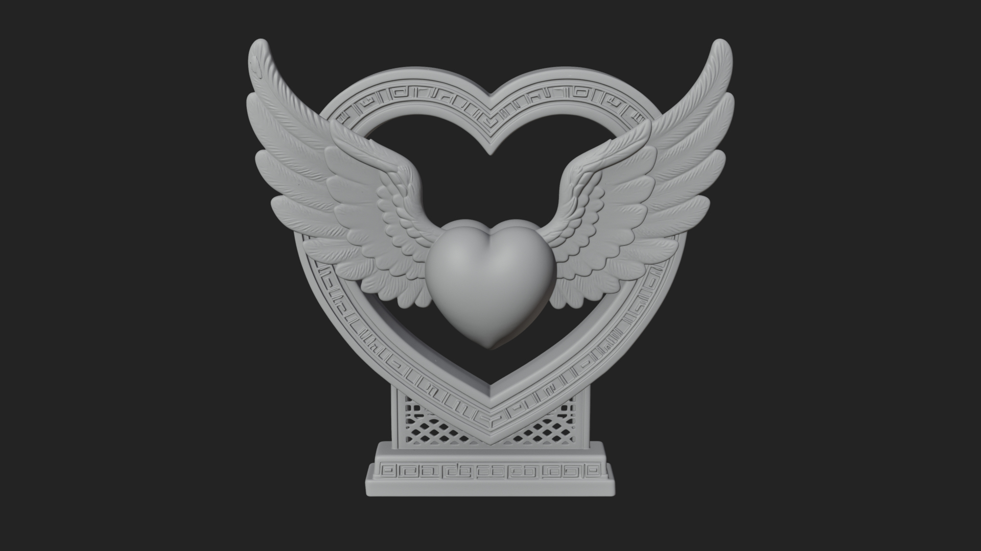Ornate Framed Heart Plaque Design 128 3D Print Model 3D Model
