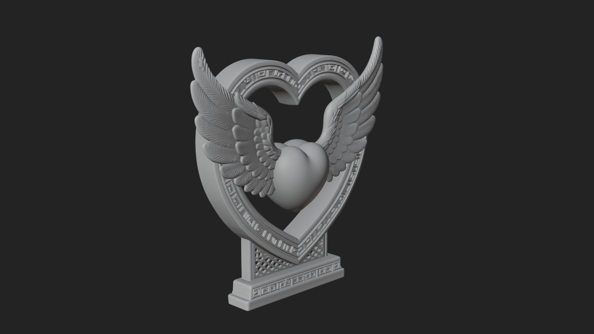 Ornate Framed Heart Plaque Design 128 3D Print Model 3D Model