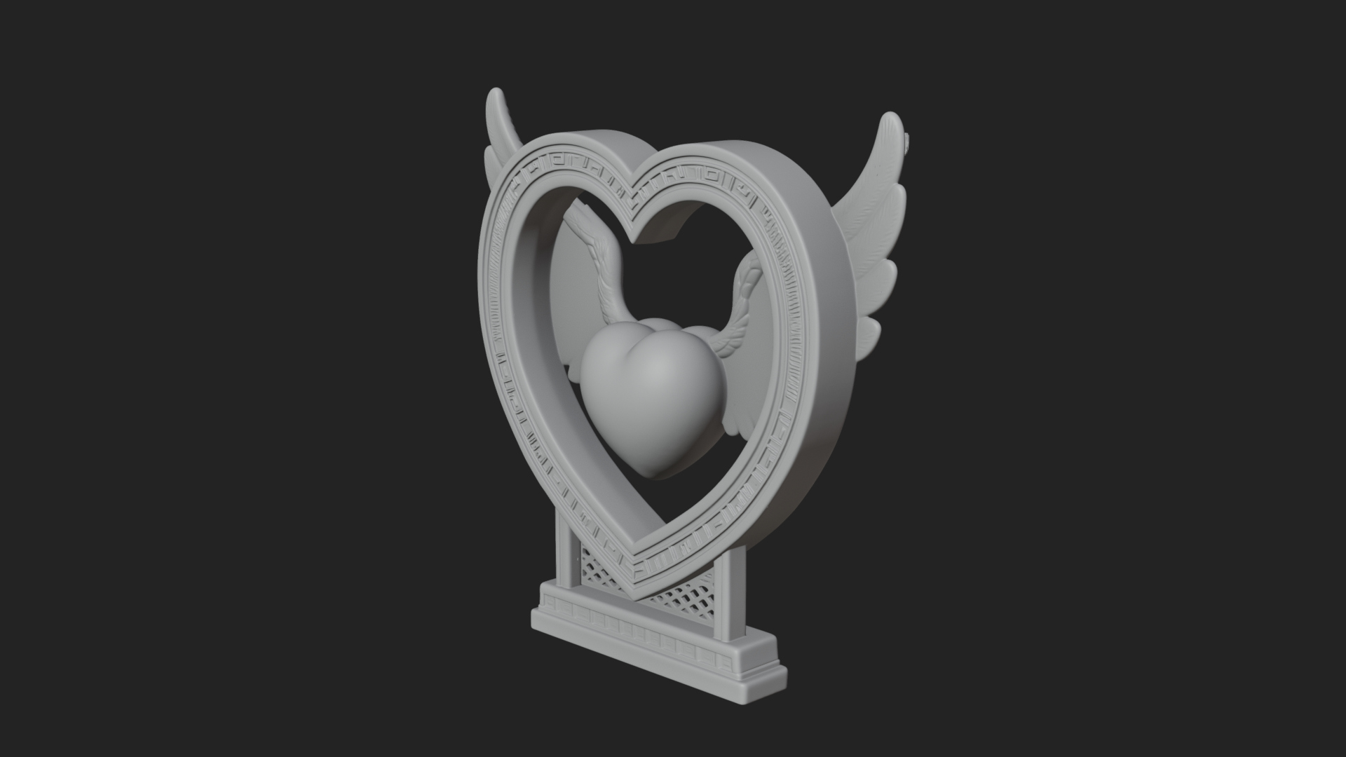 Ornate Framed Heart Plaque Design 128 3D Print Model 3D Model