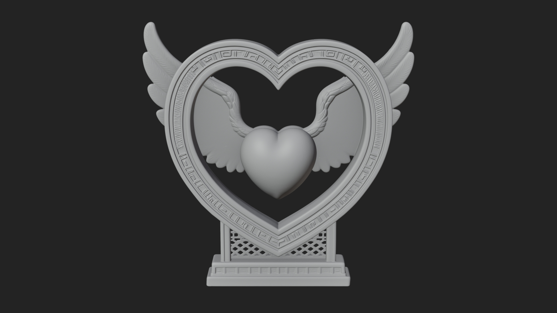Ornate Framed Heart Plaque Design 128 3D Print Model 3D Model