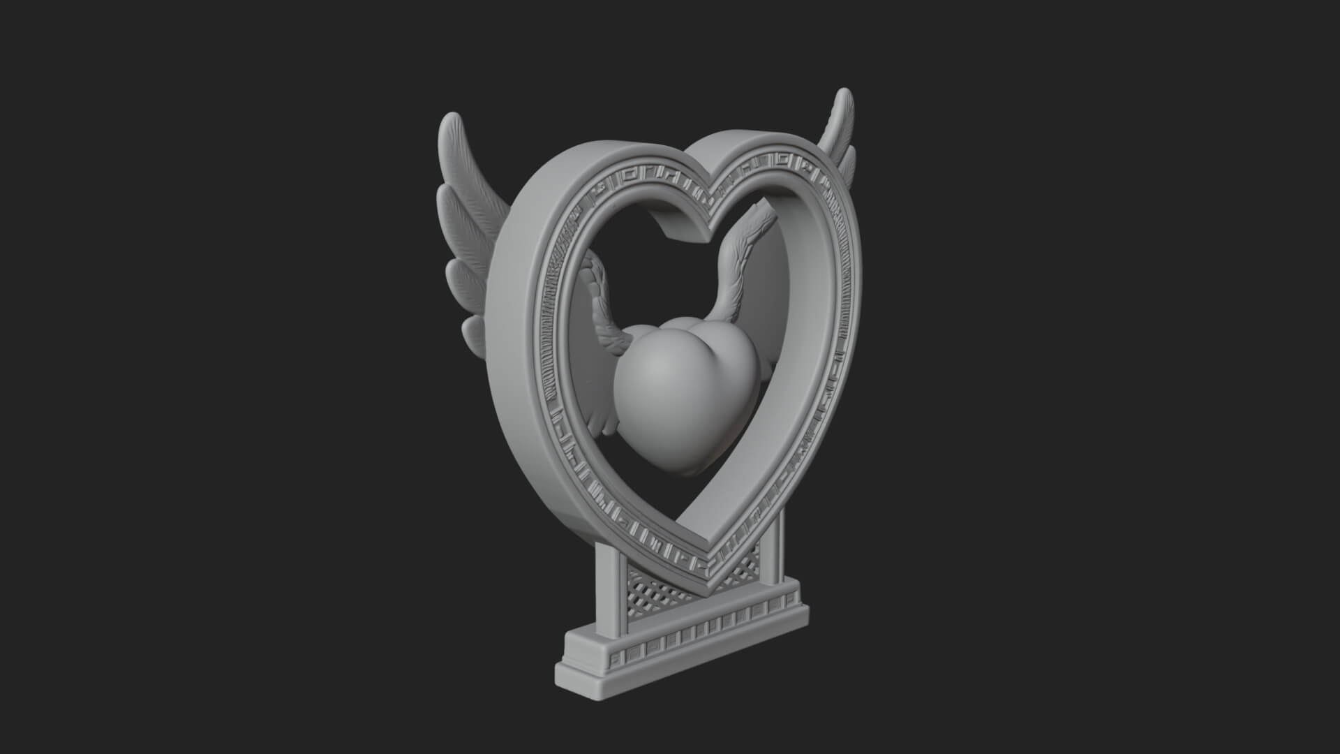 Ornate Framed Heart Plaque Design 128 3D Print Model 3D Model